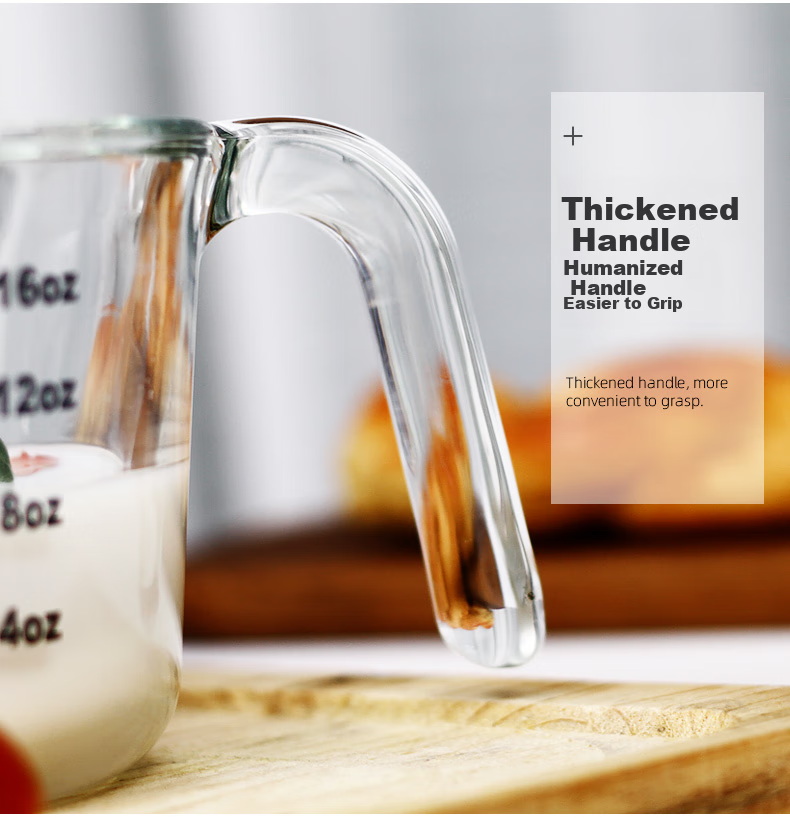 Chuangde Milk Cup, Heat-Resistant Glass Cup, Microwave-Safe Measuring Cup for Home Use And Children's Breakfast, with Scale, 500ml 7