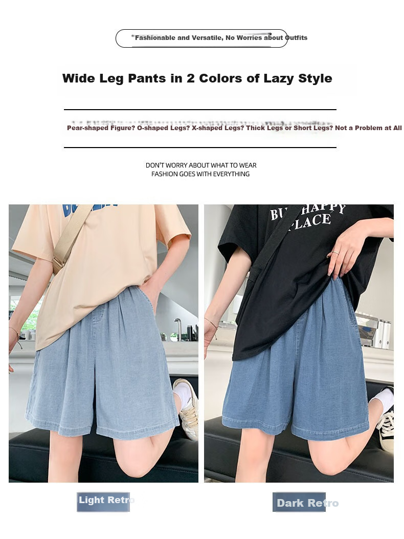 LangSha Tencel Soft Denim Shorts for Women, Summer 2025 New High-Waisted A-Line Slimming Loose Straight-Leg Mid-Length Shorts 12