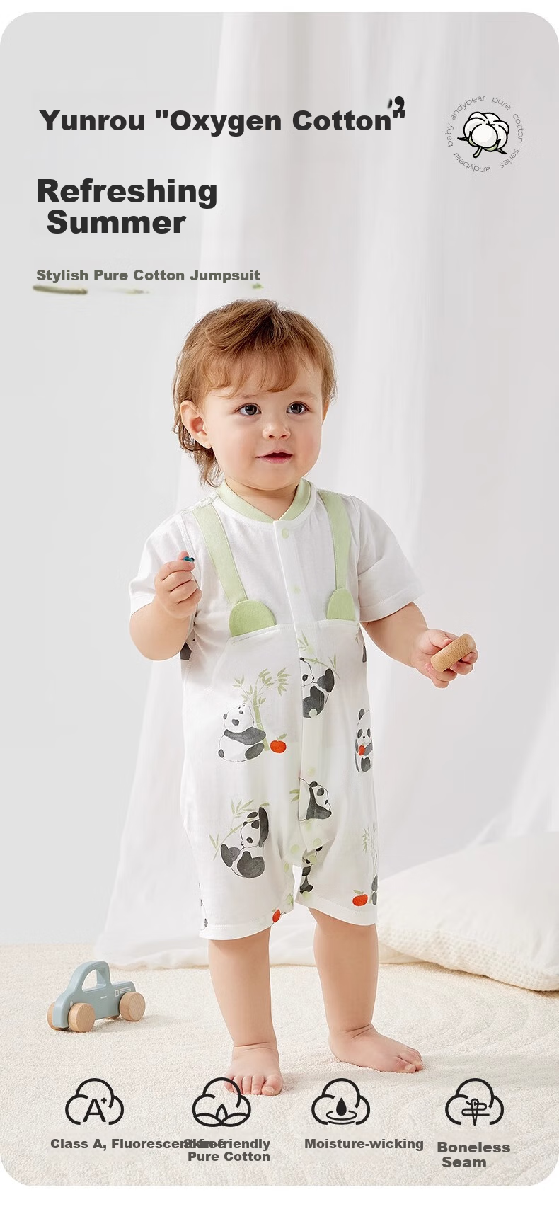 AIBEDILA Baby Clothes, Summer Thin Style, Toddler Spring Outfit, Cotton Air Conditioning Short-Sleeve, for Baby Boys And Girls, Outdoor Onesie 2