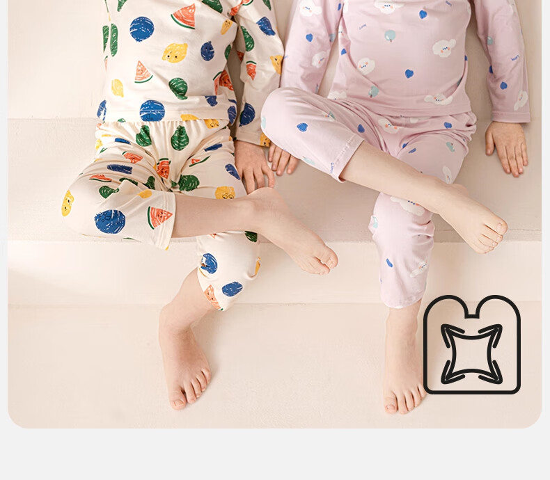Mianqixiong Children's Autumn Winter Cotton Antibacterial Pajama Set Girls Homewear Baby Thermal Underwear Boys Air Conditioning Suit - 100 11