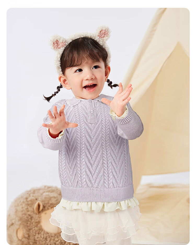Balabala BalaOne Girls' Sweater Children's 2025 Winter Knitwear Baby Knit Sweater Sweet 208425103001 6