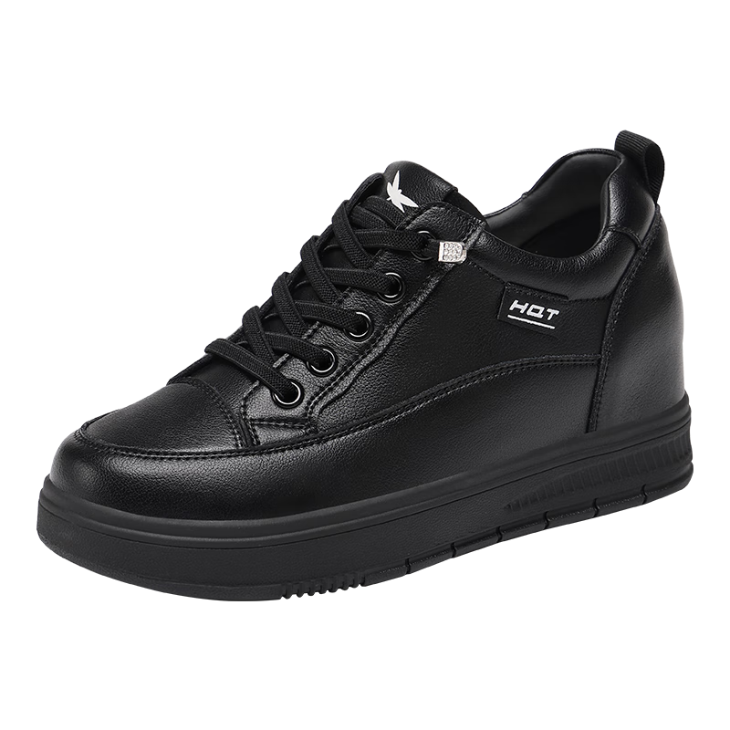 Red Dragonfly Women's Casual Thick Sole Slip-On Sneakers with Height Increase WXB150603 Black Size 36