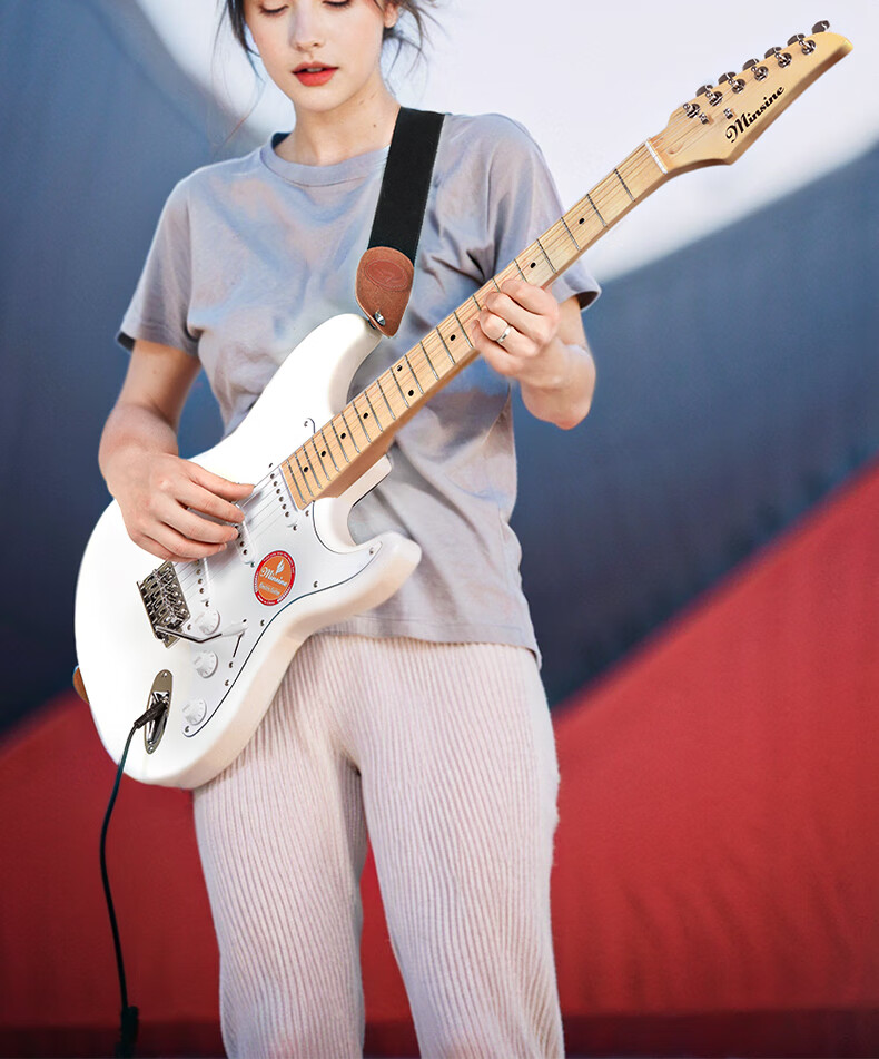 Minsine Electric Guitar for Beginners, Suitable for Male And Female Students, Primary And Secondary School Students, Adults, Universal Single Tremolo ST Electric Guitar Entry-Level Musical Instrument 9