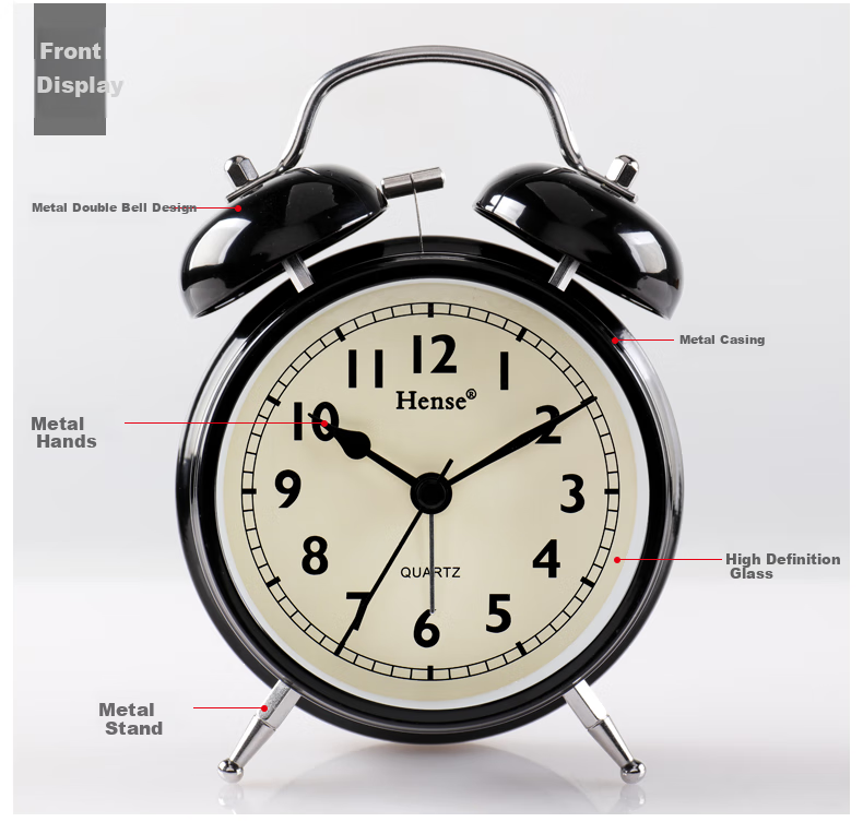 Hense Creative Alarm Clock for Students, Loud Volume Bedside Clock, Extra Loud Alarm for Lazy People, Desktop Hourglass Alarm HA17 Anchor 7