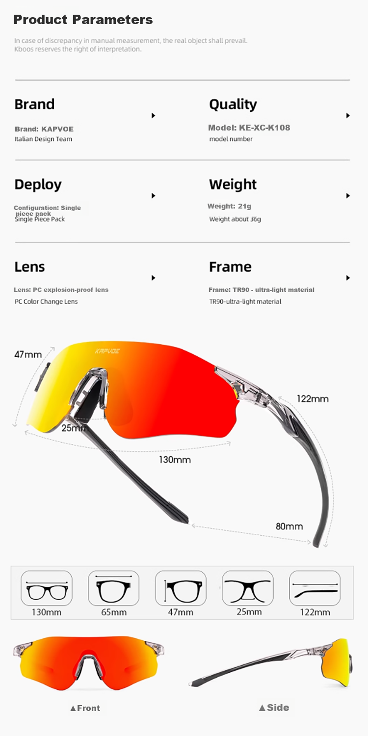 KAPVOE Outdoor Running Glasses for Marathon, Colorful Anti-Glare UV Protection Lightweight Eyewear 13