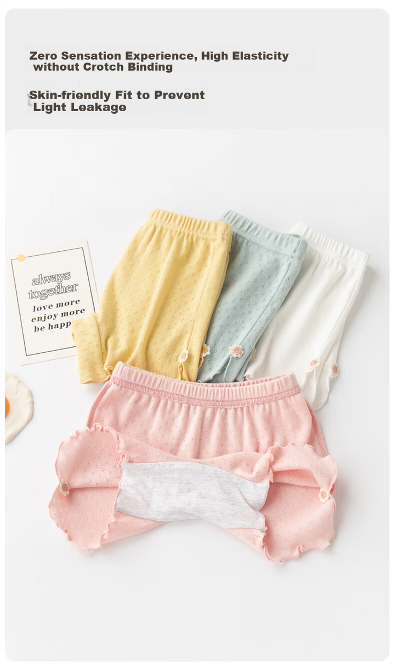Babyprints Girls' 3-Pack Cotton Safety Shorts Anti-Exposure Boxer Briefs Summer Leggings 160 6