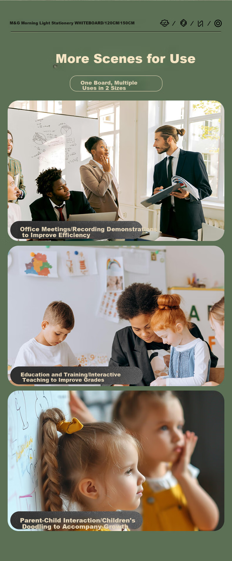 M&G High-End Home Model, 90*150cm H-Shaped Stand Whiteboard, Double-Sided Writing, Movable And Height Adjustable Children's Drawing Board/office Meeting Whiteboard/blackboard/writing Board ADB983CS 9