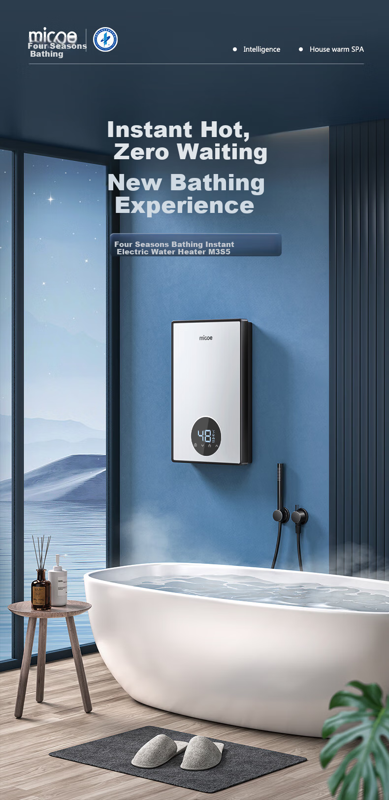 MICOE Instant Electric Water Heater for Home Use, Fast Heating Type, 8500W Variable Frequency Intelligent Constant Temperature, Tankless, No Storage Required, Small Heating And Boiling Machine DSK-H85 2