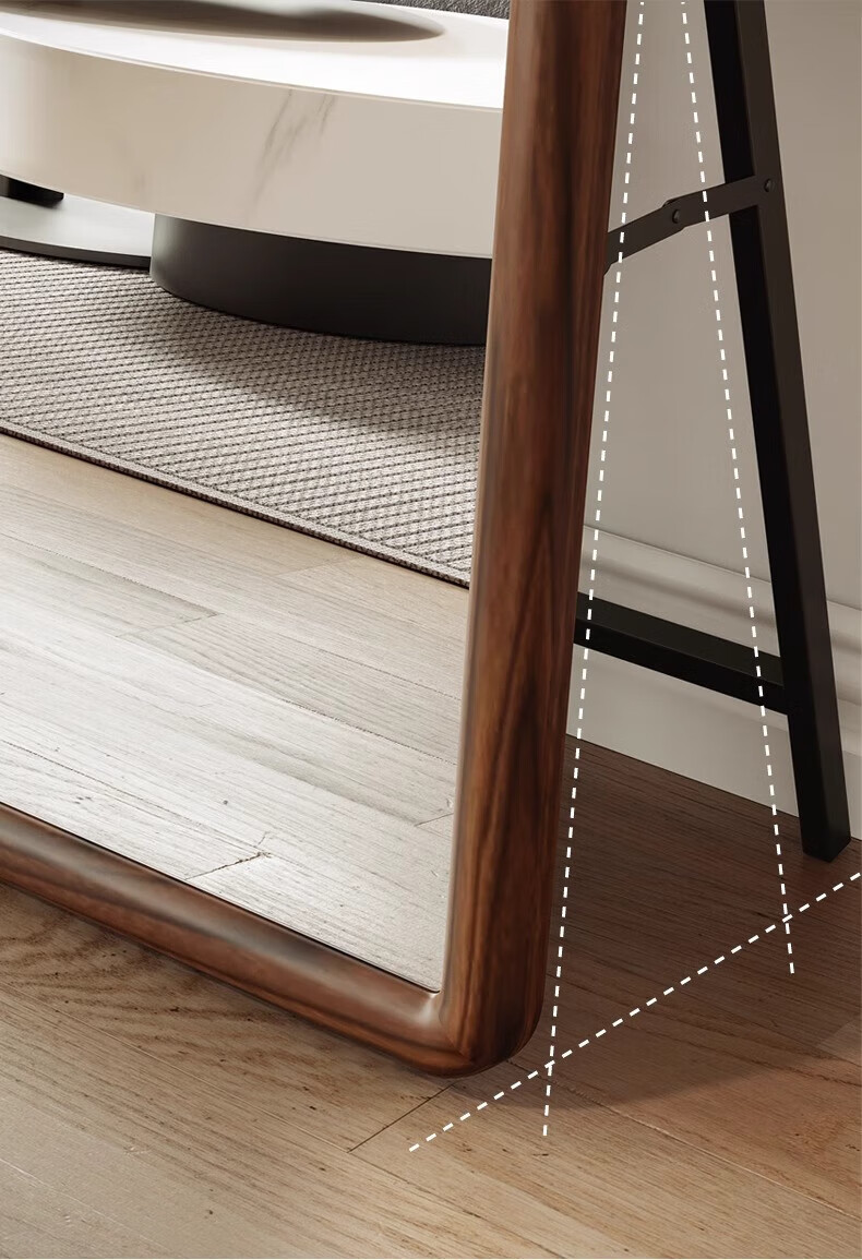 Milin Floor-Standing Full-Length Mirror, Wall-Mounted Dressing Mirror for Clothing Stores, Simple Home Use Mirror with Walnut Color Frame, 150cm 13