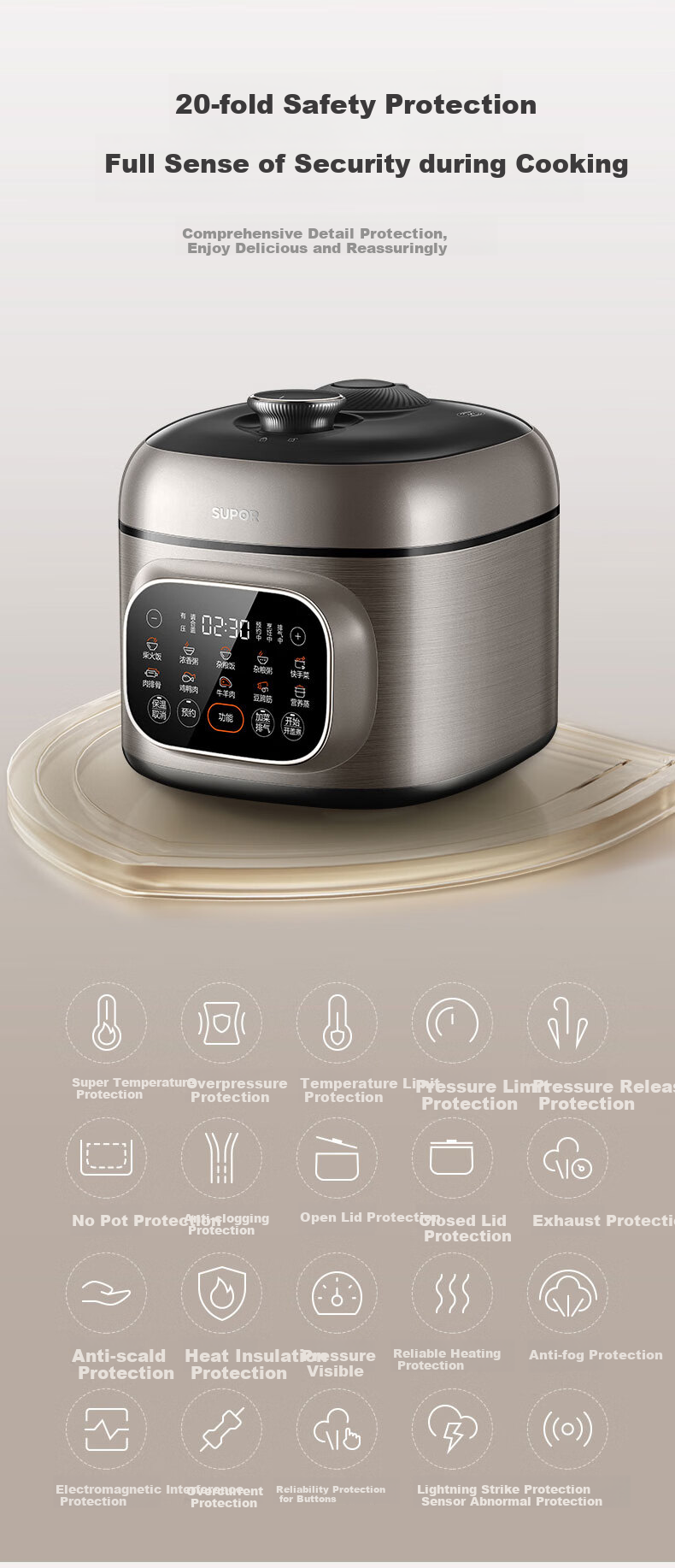 SUPOR ZMD Anxin Series, Home Use 5L Smart Reservation Ball Pot, Large Capacity Electric Home Fully Automatic Multifunctional Rice Cooker, Electric Pressure Cooker SY-50FC525Q 15
