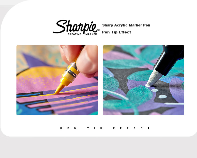 Sharpie Hard-Tip Acrylic Markers, Water-Based Watercolor Pens, Waterproof, Colorfast, Light-Resistant, Graffiti, Hand-Drawing, DIY Creation, Stackable Colors - 12-Pack Art Sketching Watercolor Pens 4