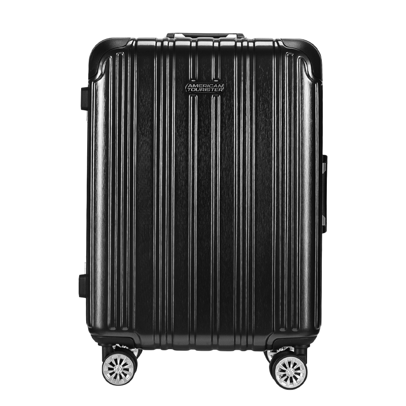 AMERICAN TOURISTER Luggage, 20-Inch Thickened Aluminum Frame Suitcase, Business Travel Case, Crush-Resistant Student Password Lock Box, TV3 Charcoal Black