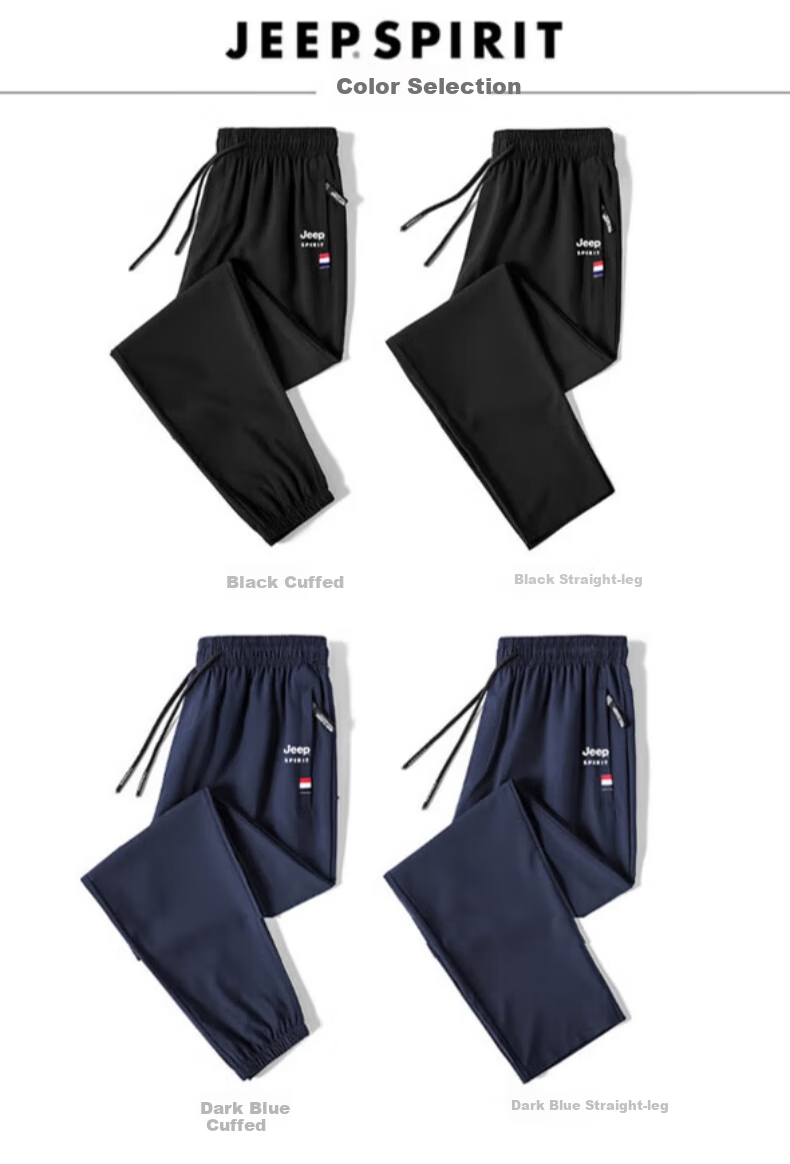 JEEP SPIRIT Men's Sports Pants, Summer Cool Trousers, Comfortable Versatile Breathable Casual Pants, Long Pants for Men, Blue (Tapered Leg), Size M 2