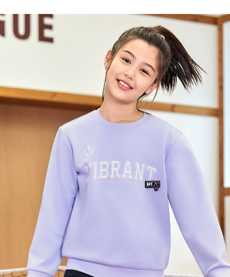 361° Children's Clothing, Kids' Sweatshirt, Autumn 2025, for Older Girls, Skin-Friendly, Soft, Elastic, Round Neck, Versatile Sweatshirt, Purple, Size 160 9