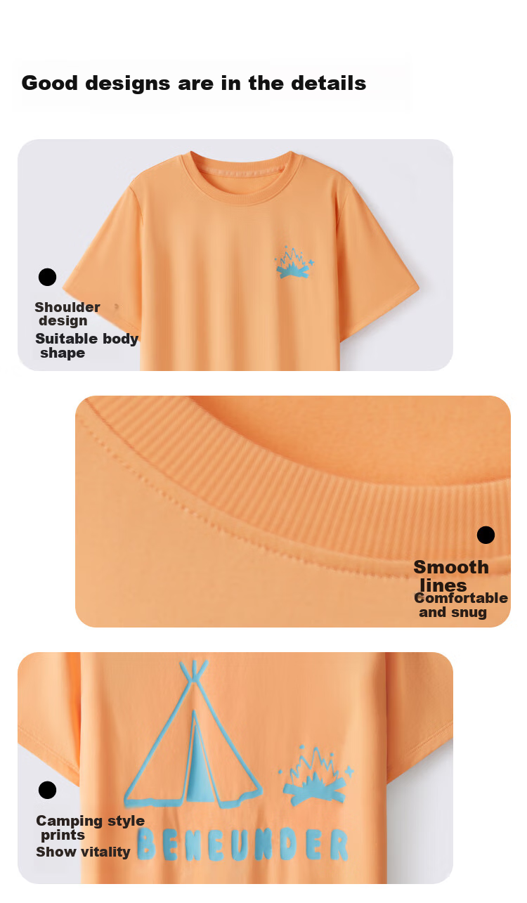 Beneunder Children's Short-Sleeve Cotton-Feel Quick-Dry Sports T-Shirt for Boys And Girls DR992 Cherry Pink - Frost Milk White 130 12