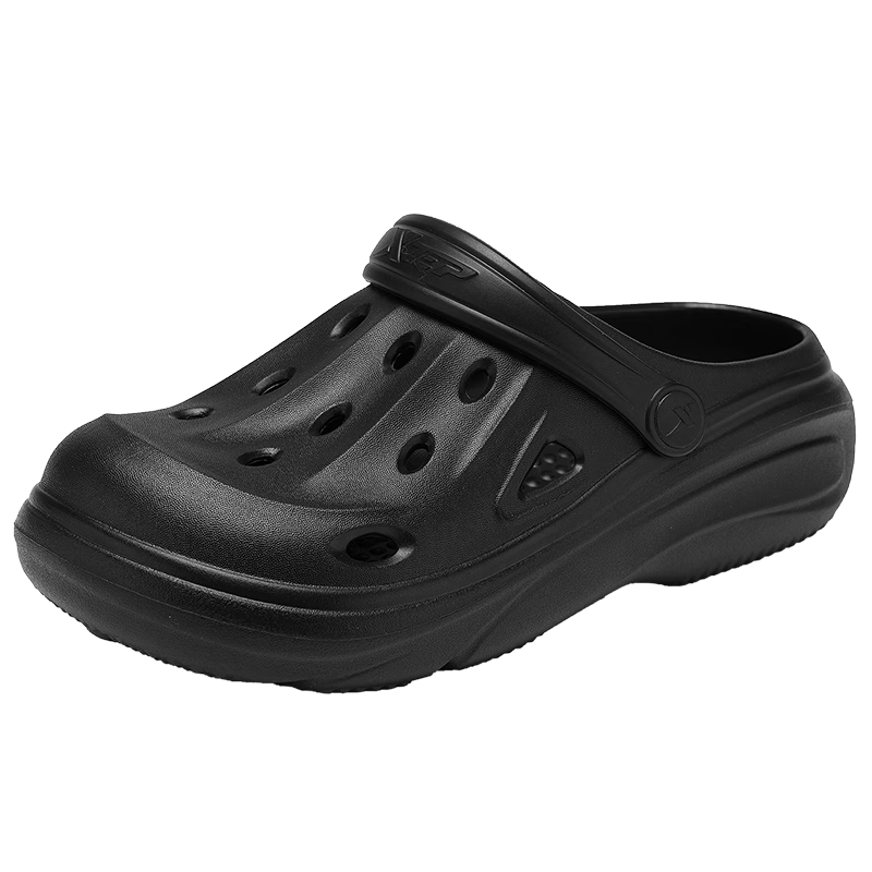 XTEP Men's Perforated Shoes, Autumn Slippers for Men, New Style Youth Beach Sandals, Sports Sandals for Men, A457, Black, Size 42-43