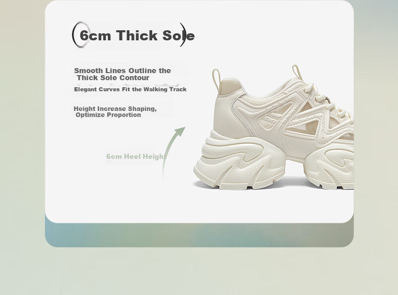Basto 【Slim Waist】25 Mall Mesh Dad Shoes Thick Sole Women's Casual Shoes B8889BM5 White Size 37 11