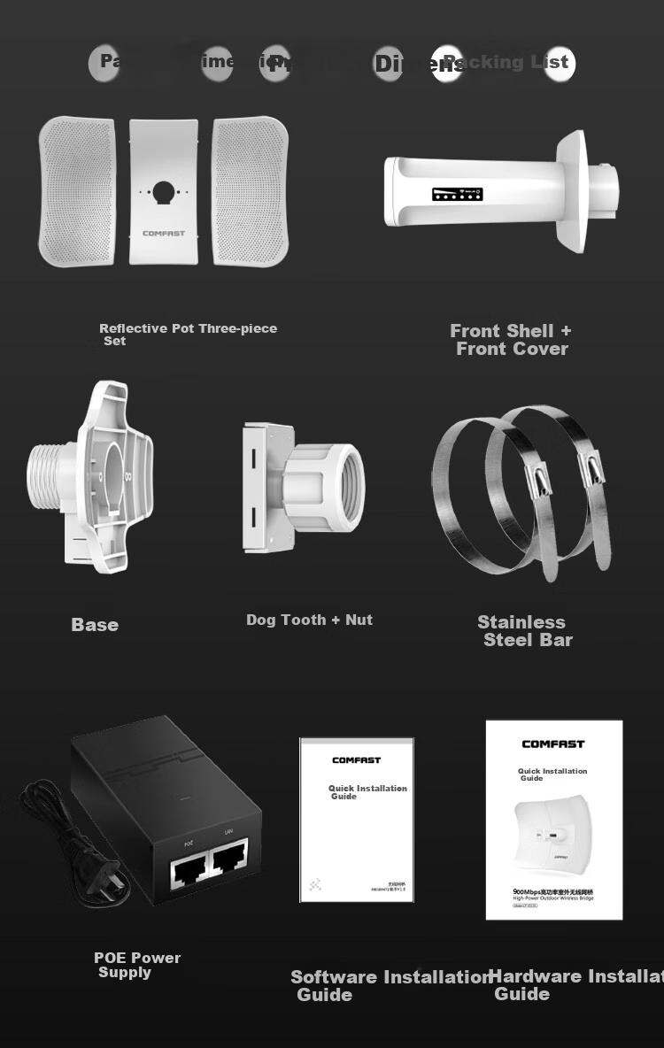 COMFAST Outdoor 11km Long-Range Transmission Bridge, 900Mbps 5.8G Anti-Interference CPE, Elevator Monitoring Transmission, Wireless WiFi Bridge, Outdoor AP Waterproof And Dustproof CF-E319A 19