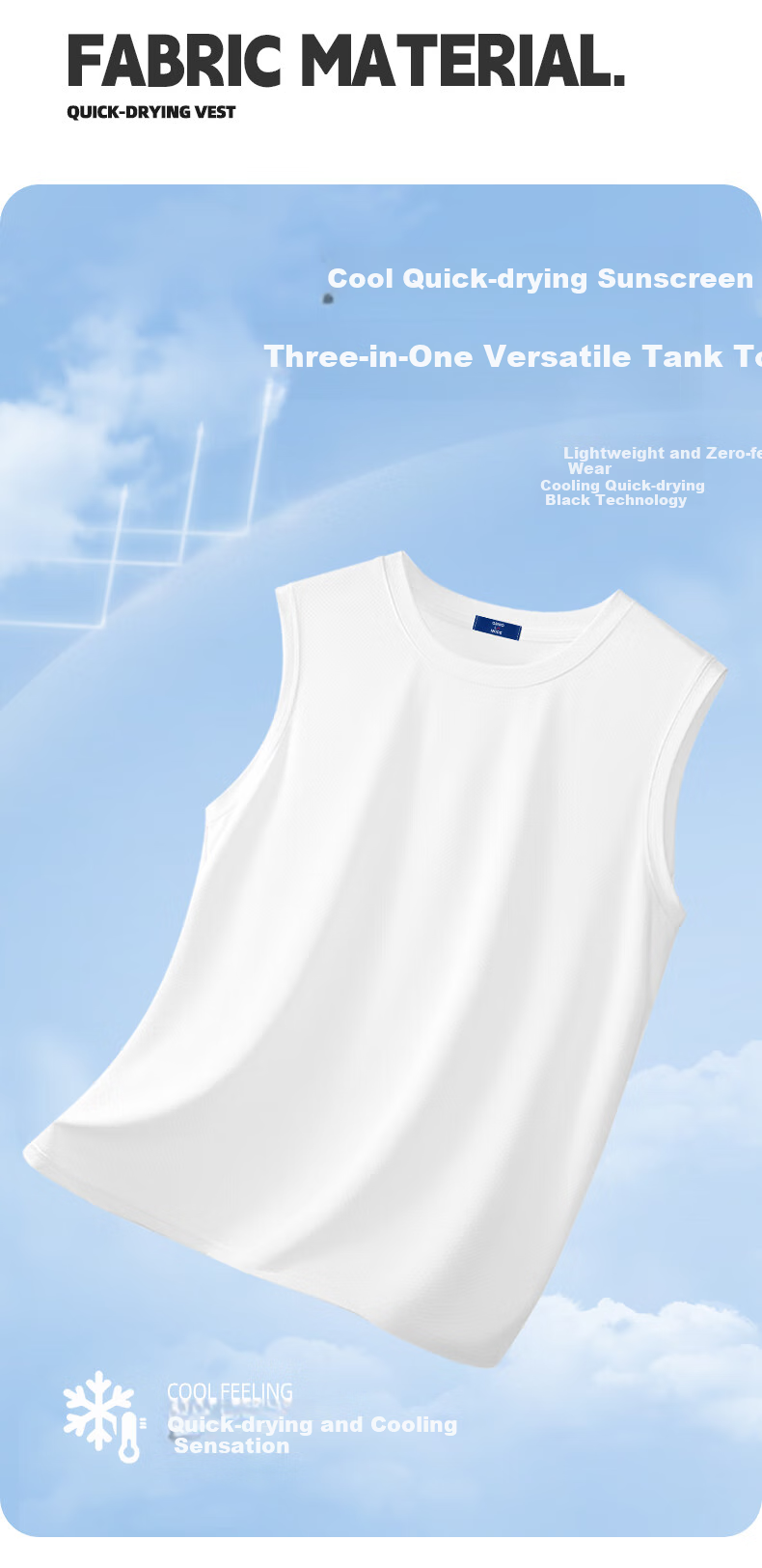 GENIOLAMODE Men's Tank Top, Summer Loose Casual Ice Silk Cool-Feeling Quick-Dry Breathable Outdoor Running Sports Vest, Black, M 3