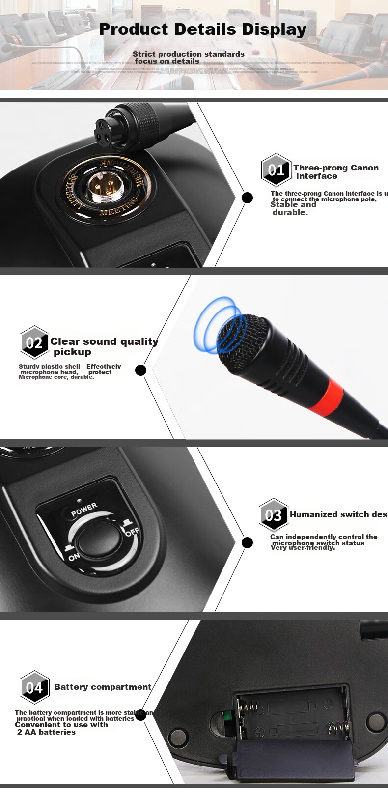 Depusheng D120 Professional Conference Microphone, Computer Training Lecture Call Online Course Teaching Voice Zoom All-In Machine Recording Audio Condenser Gooseneck Desktop Microphone Enhanced Sound Pickup 4