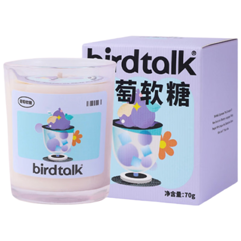 Birdtalk Playful Scented Candle Indoor Aromatherapy Bedroom Niche Fragrance Grape Gummies 70g