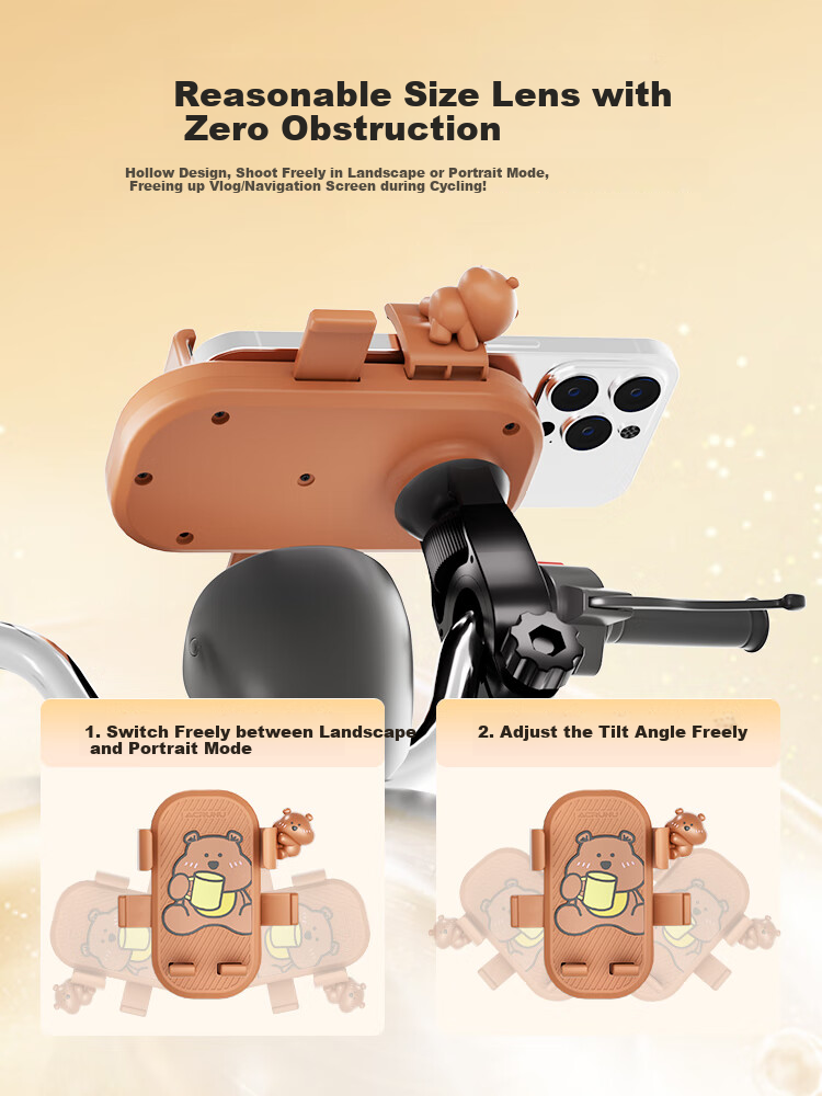 ACRUNU Cartoon Electric Bike Phone Holder Motorcycle Navigation Mount for Food Delivery And Mountain Bikes Bear Stand Model 4