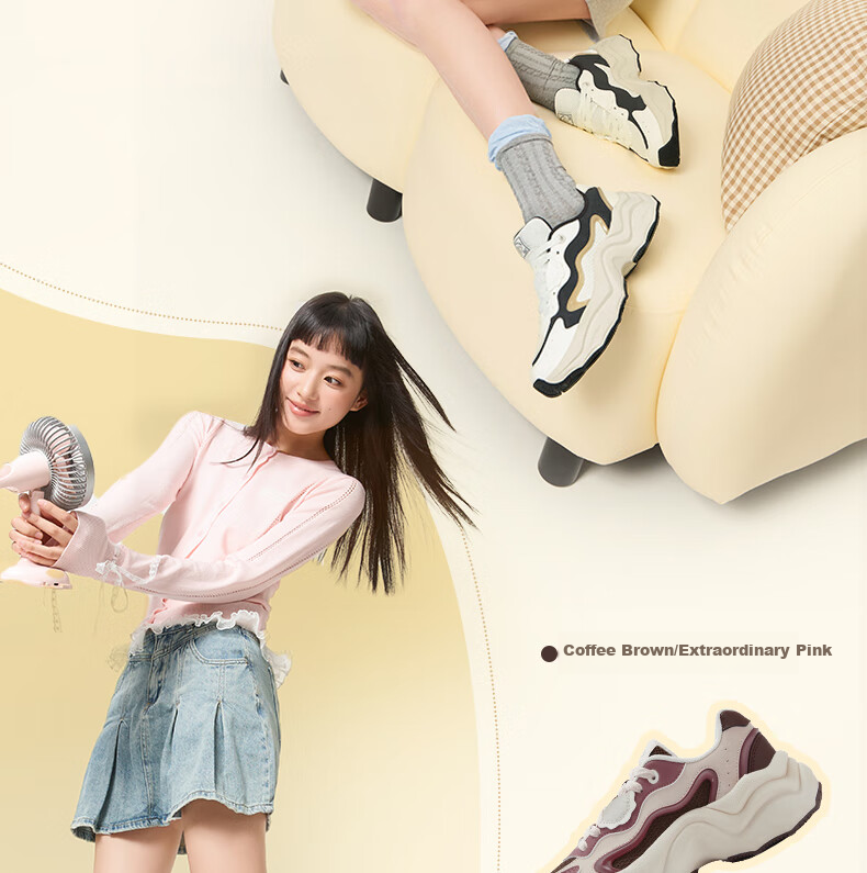 361° Women's Sports Shoes, Dumpling Shoes, Autumn Mesh Breathable Retro Thick-Soled Heightening Casual Dad Shoes, 682536773-1 6