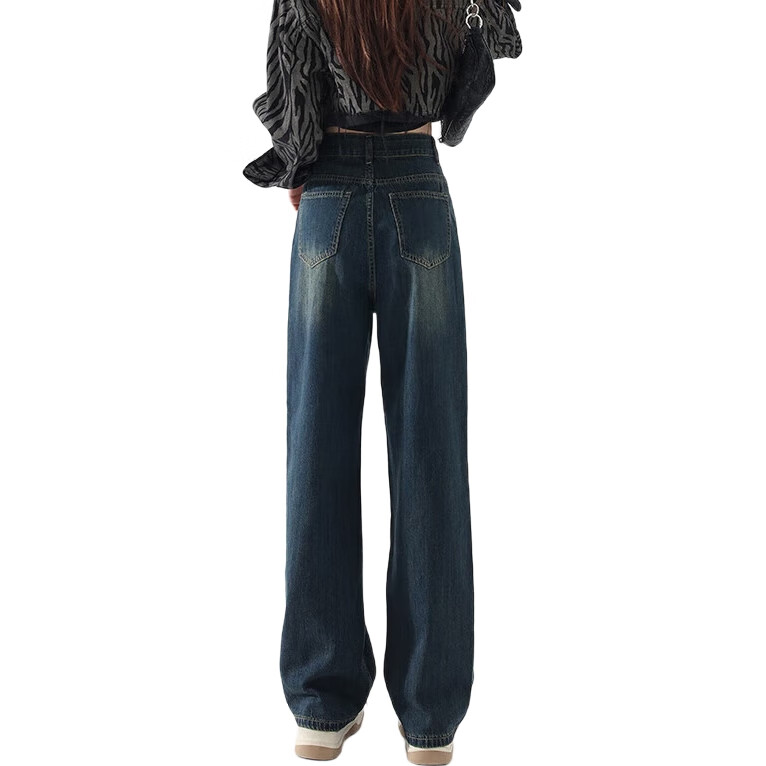 Женские джинсы Jeanswest, винтажный стиль, свободные, прямые, с высокой талией, длиной до пола, ностальгический синий, размер 2XL