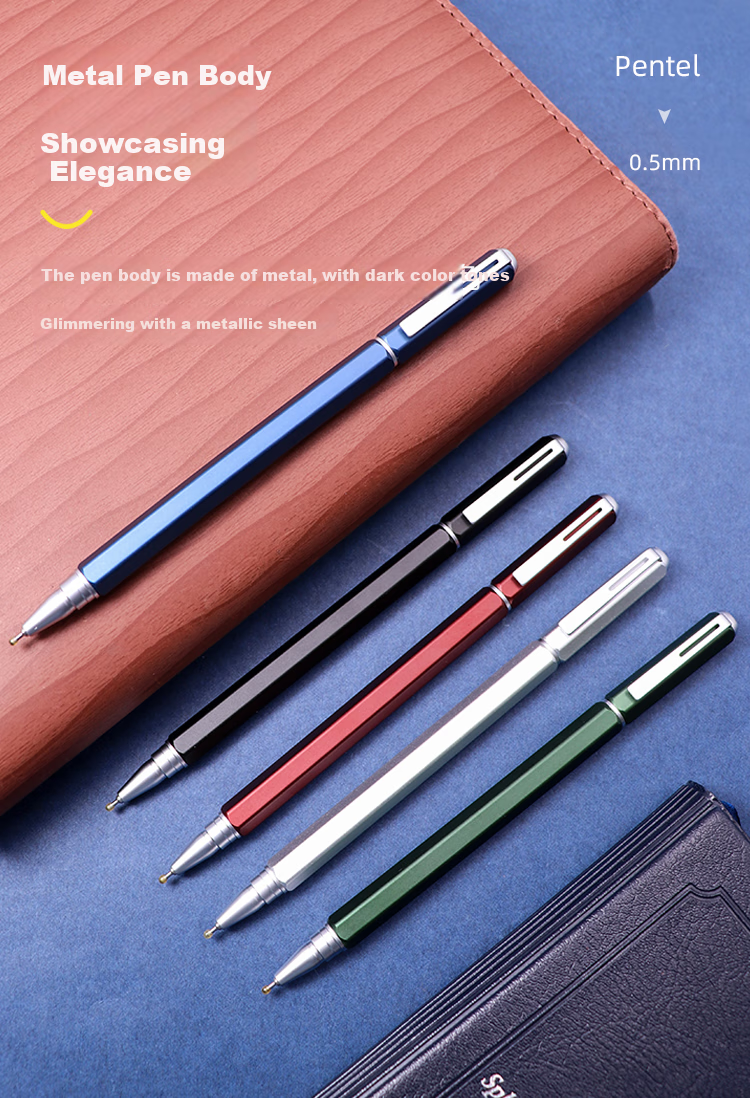 Pentel 0.5mm Business Gel Pen with Metal Barrel, Office Financial Signing Pen, Quick-Drying Ink Pen, BLN665D-AE, Gree 5