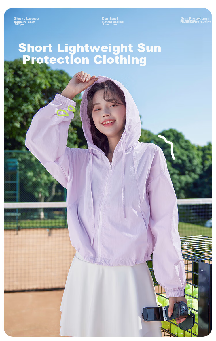 Baleno UPF50+ Short Cooling Sun Protection Jacket for Women, 2025 Summer New Outdoor UV-Resistant Casual Loose Lightweight Coat 2