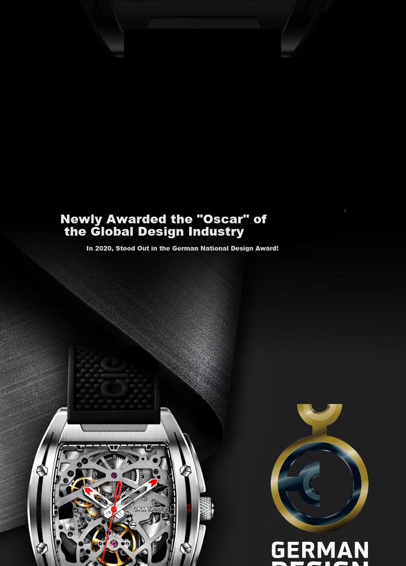 CIGA Design Jijia Fengmang Series Mechanical Wristwatch, Fully Skeletonized Barrel-Shaped Watch, Trendy Men's Watch, Birthday Gift 2