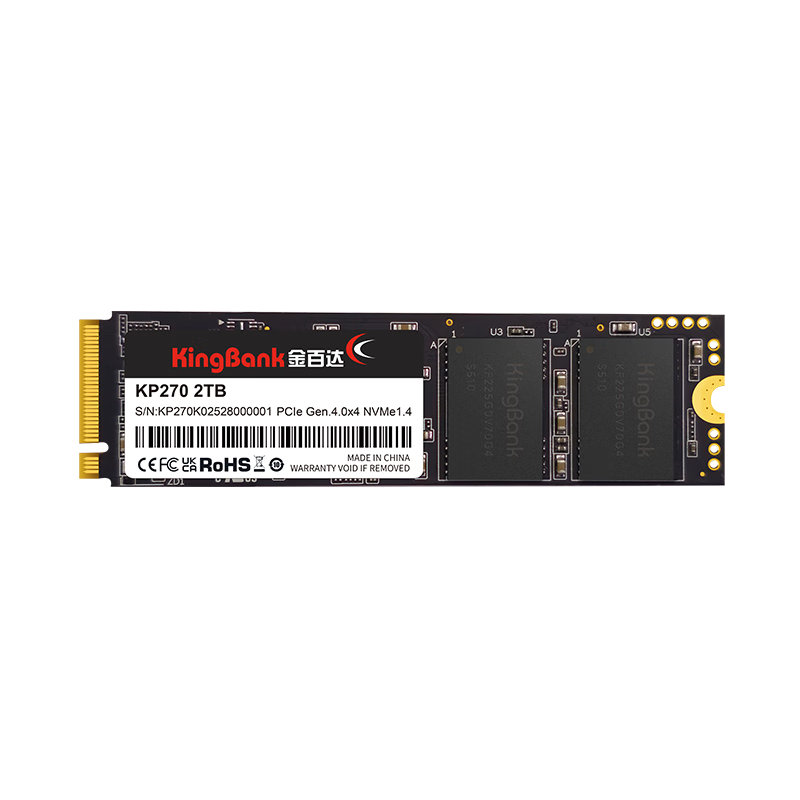 KINGBANK 2TB SSD Solid State Drive M.2 Interface (NVMe PCIe 4.0x4) Read Speed 7400MB/s with Cache KP270 TLC NAND