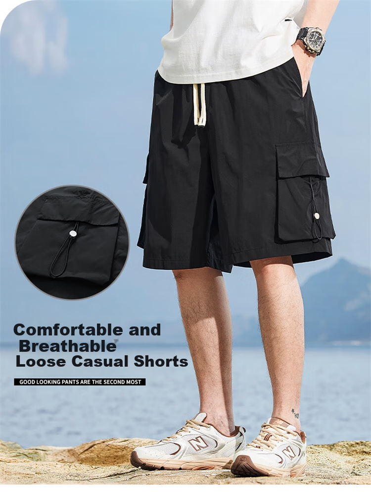 JEEP Men's Shorts, Summer Loose Casual Five-Point Cargo Pants, APK660, Black, XL 1