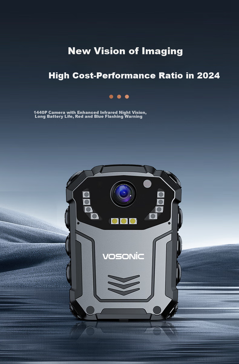 VOSONIC D6-E Law Enforcement Body Camera, 1440P High-Definition, Infrared Night Vision, Strobe Light, Portable Video And Audio Recording, 64GB 2