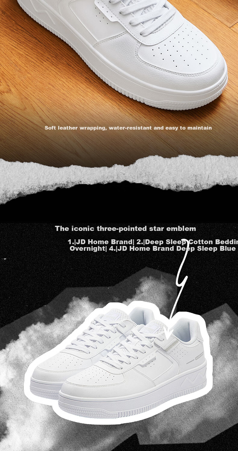 361° Women's Sports Shoes, Autumn Breathable Retro Thick-Soled Heightening Wear-Resistant White Sneakers Casual Skateboard Shoes 682426611-5 24