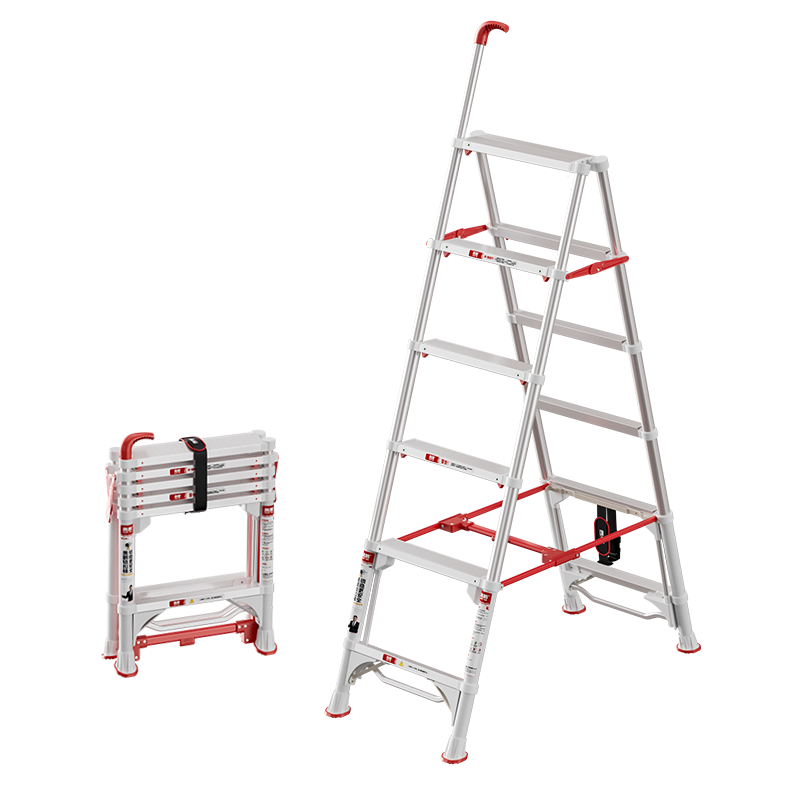 Aopeng Folding Household Telescopic Aluminum Alloy Six-Step A-Frame Ladder with Safety Lock