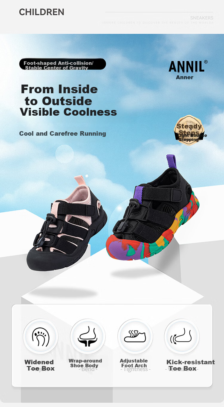 ANNIL Children's Sandals for Girls, Summer New Style Outdoor Elastic Band Beach Shoes, Kids' River Tracing Shoes 6297 3