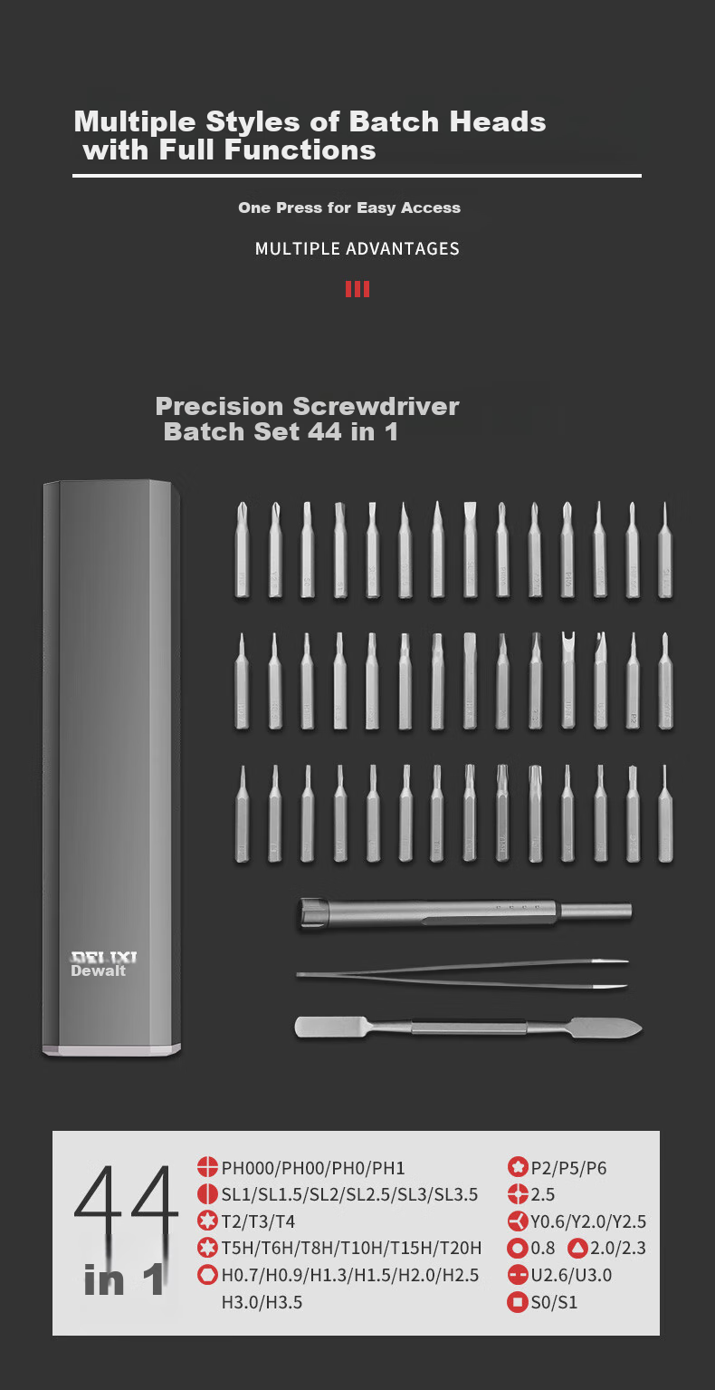 DELIXI Screwdriver Set Precision Repair Tools 44-In Pen-Type Electric Screwdriver 2