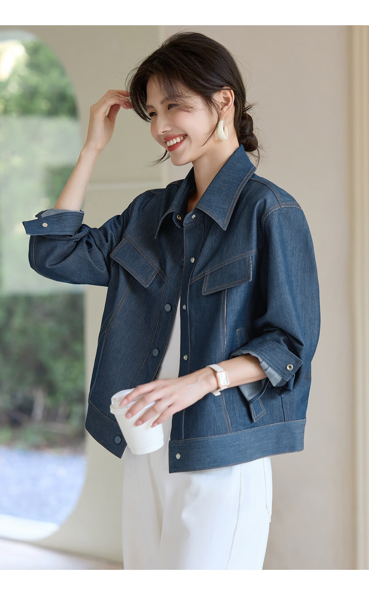 She Enjoy Vintage Denim Jacket Women Commuter Versatile Short Cardigan T53D040 8