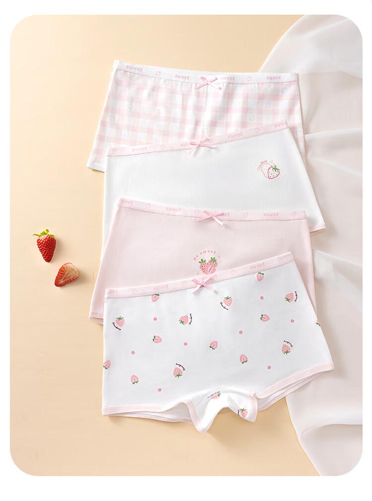 Hodo Girls' Comfortable Breathable Cotton Antibacterial Boxer Briefs for Children, 4-Pack 13