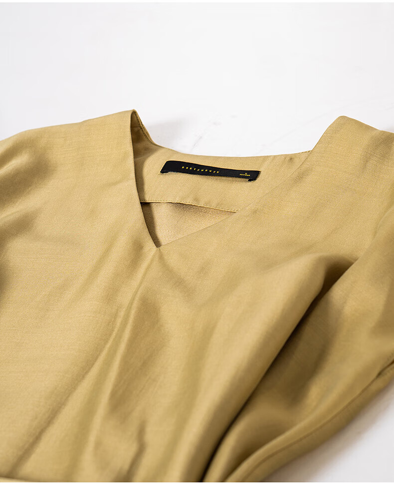 ROEYSHOUSE Women's Summer Casual Slim V-Neck Tie Two-Piece Set Top and Skirt 12233 Yellow M 15
