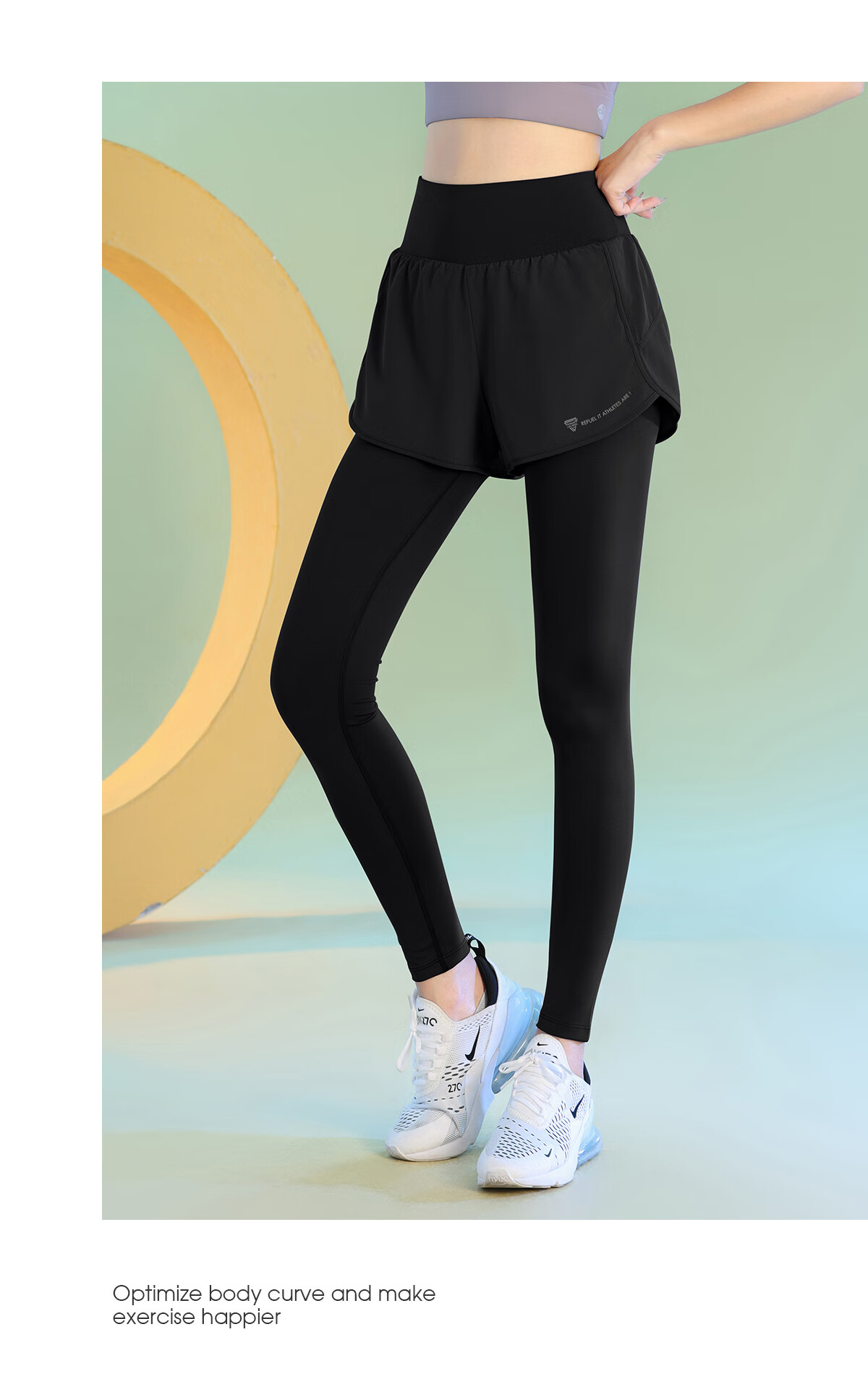 Baisirong Professional Marathon Running Women's Slim Fit Quick-Dry Two-in-One High Waist Elastic Compression Leggings 5