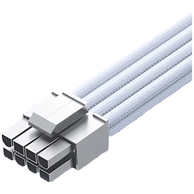 JEYI 8-Pin Motherboard CPU Power Extension Cable, Power Supply Extension Cord, Modular Cable, 8P to 4+4P Male-Female Extension Cable, 30 Cm, White
