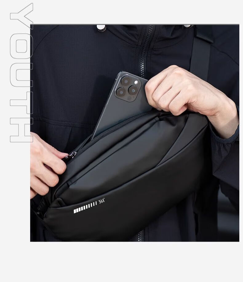 361° Men's Crossbody Bag Lightweight Outdoor Chest Bag Large Capacity Commuter Shoulder Bag Simple Durable Sling Bag Cycling Bag New 12