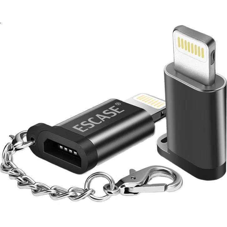 Переходник ESCASE Micro USB на Lightning для iPhone/iPad, OTG, черный