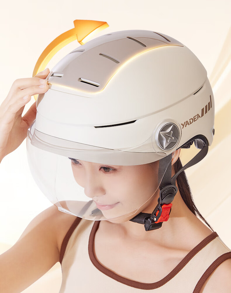Yadea 3C Certified Electric Bike Helmet Motorcycle Four-Season Universal Half Helmet Sun Protection Anti-Fog Dual Lens Zero-Pressure Sunroof Unisex Electric Scooter Helmet Gray 3