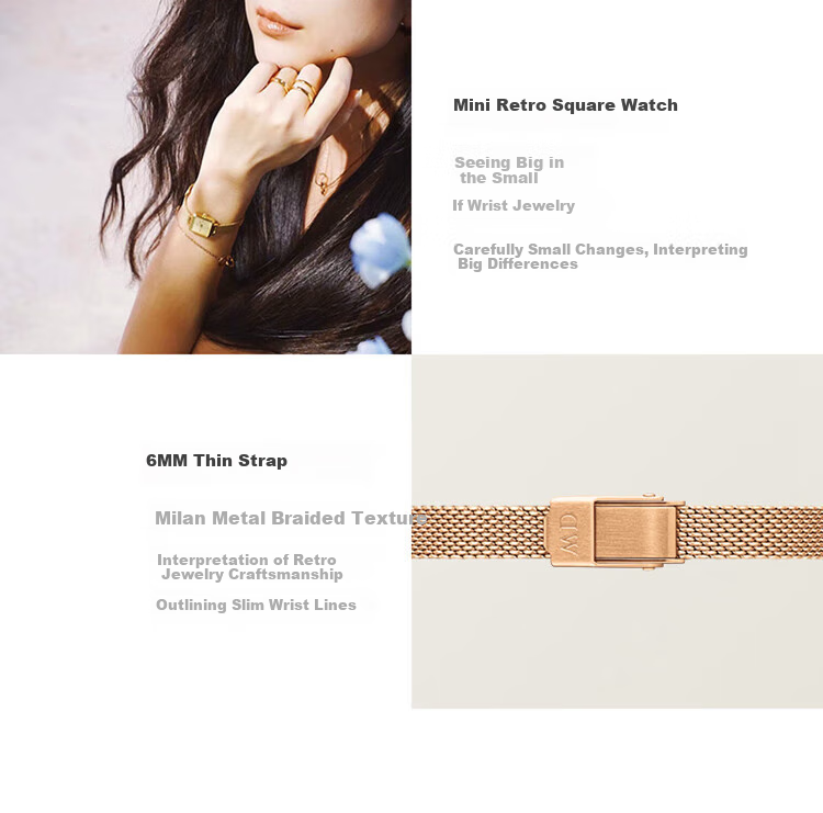 DanielWellington DW Ladies Watch, Vintage Small Sugar Cube Quartz Steel Strap Quartz Wristwatch, Birthday Gift for Girlfriend, DW726 10