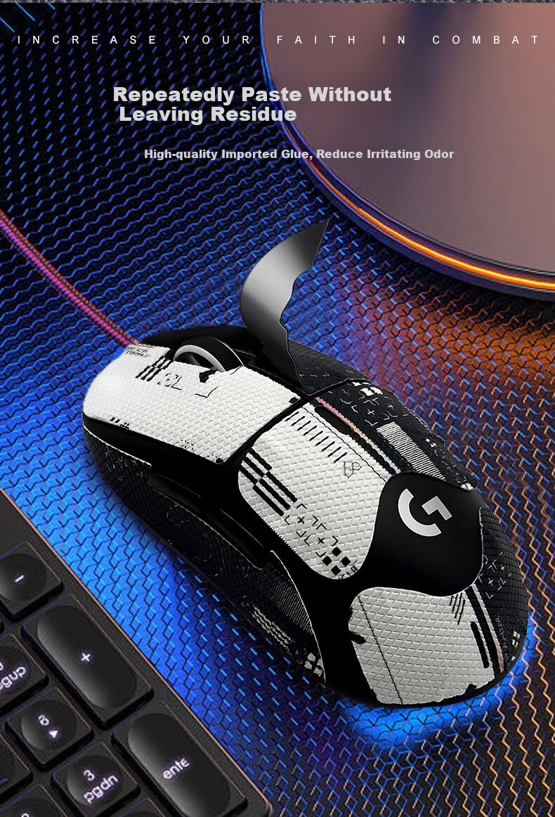 JPLAYER Suitable for GPW First/second Generation Zhuque Mouse Anti-Slip Sticker, Sweat-Resistant, for Logitech GPW1 Gaming Wireless Mouse, Matte Anti-Sweat Pink And Purple Floral Print, Full Coverage 6