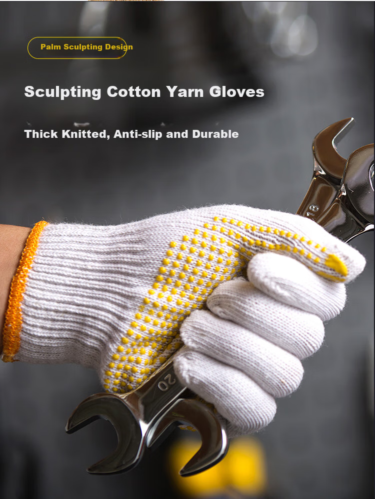 Ams Safety Gloves, Nylon Cord, Non-Slip, Wear-Resistant, Thickened, for Car Repair, Farm Work, Construction Site, Bricklaying, Labor Work, Protective Gear, White, 600N [Genuine Product], 60 Pairs 9