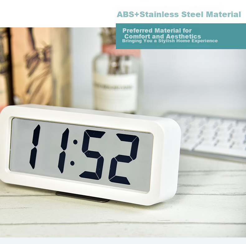 Hense LCD Desktop Clock, Living Room Electronic Clock, Large Digital Display for Middle-Aged And Elderly, Alarm Clock, Wall-Mountable, Bedroom Bedside Table Clock, Musical Ringtone, Simple Alarm Watch HA919 Black 11